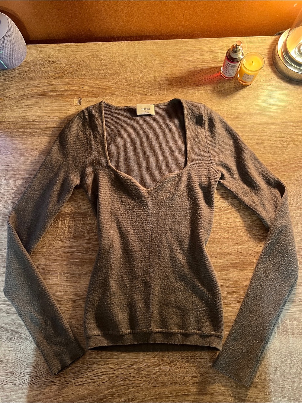 Aritzia Beige Knitted Long-Sleeve